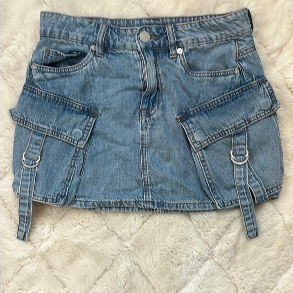 Denim Mini Skirt with Pockets
